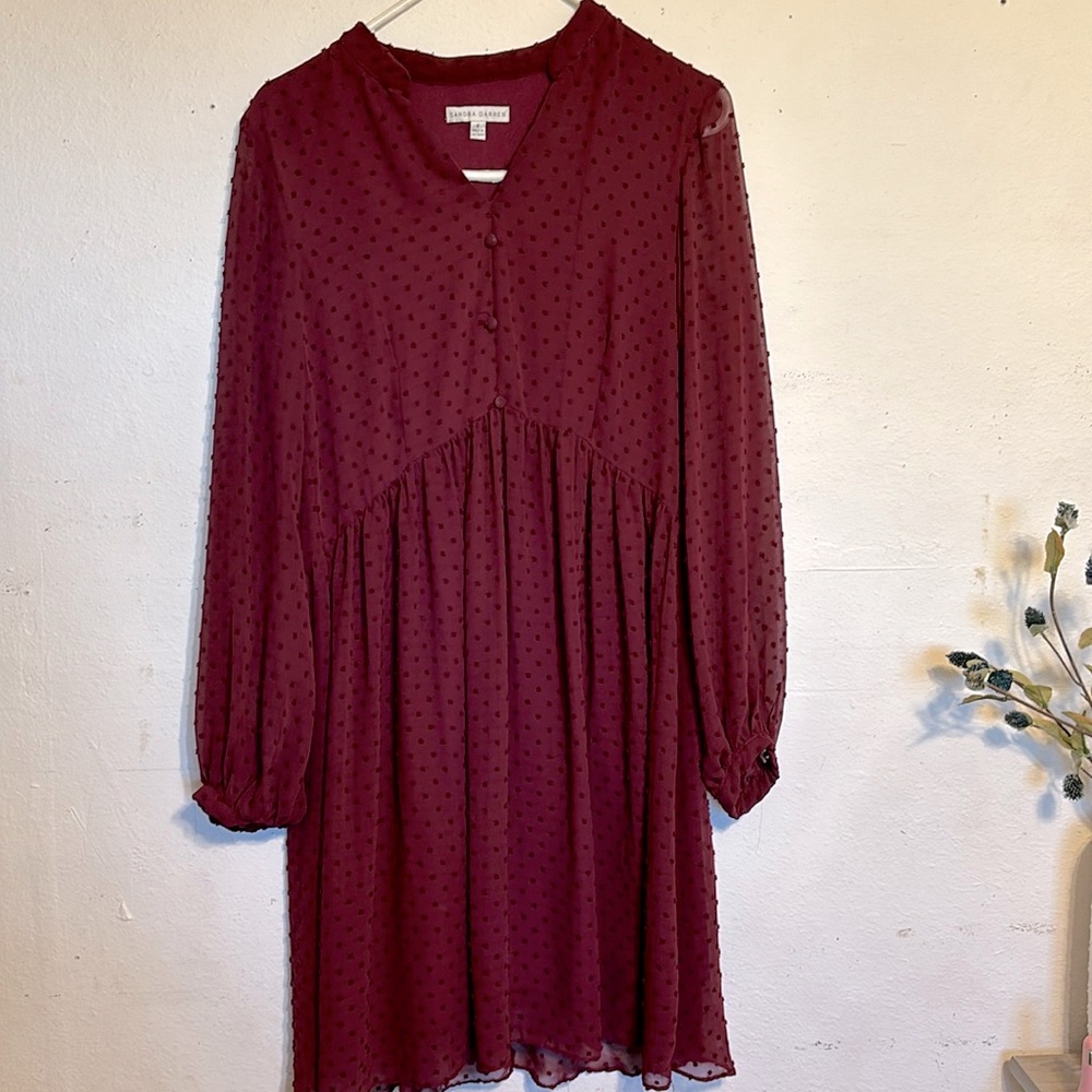 Elegant Burgundy Chiffon Dress